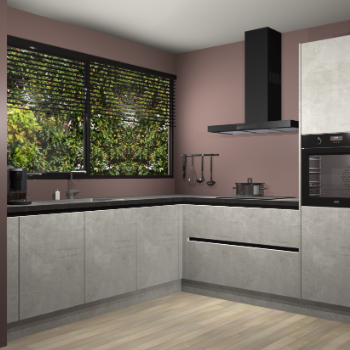 Beton opaal greeploze keuken IJsland 31822