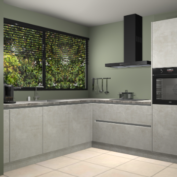 Beton opaal greeploze keuken IJsland 31841