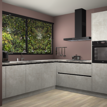 Beton opaal greeploze keuken IJsland 31828