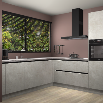 Beton opaal greeploze keuken IJsland 31834