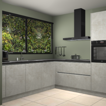 Beton opaal greeploze keuken IJsland 31837