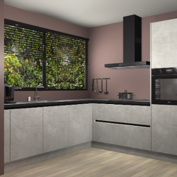 Beton opaal greeploze keuken IJsland 31840