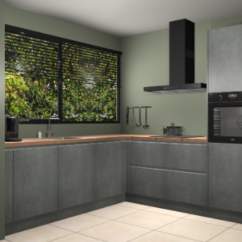 Beton parelgrijs greeploze keuken IJsland 31845