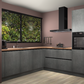 Beton parelgrijs greeploze keuken IJsland 31848