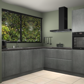 Beton parelgrijs greeploze keuken IJsland 31858