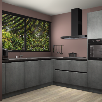 Beton parelgrijs greeploze keuken IJsland 31861