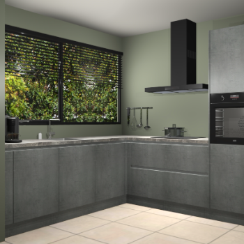 Beton parelgrijs greeploze keuken IJsland 31864