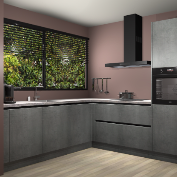 Beton parelgrijs greeploze keuken IJsland 31873