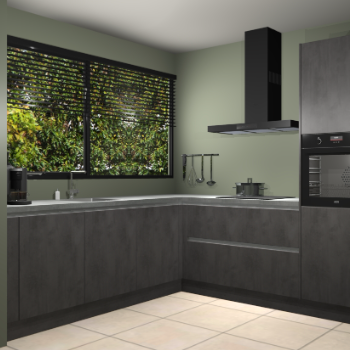 Beton antraciet greeploze keuken IJsland 31889