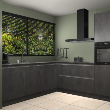 Beton antraciet greeploze keuken IJsland 31895