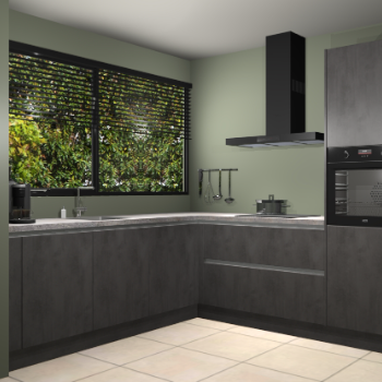 Beton antraciet greeploze keuken IJsland 31907