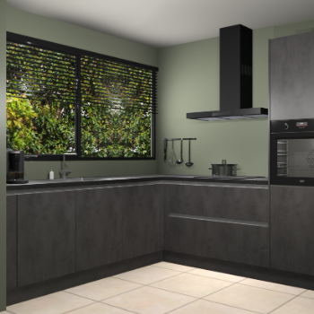 Beton antraciet greeploze keuken IJsland 31913