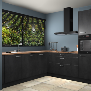 Beton zwarte keuken IJsland 31918