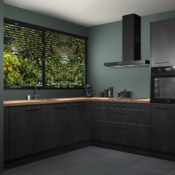 Beton zwarte keuken IJsland 31920