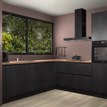 Beton zwarte greeploze keuken IJsland 31922