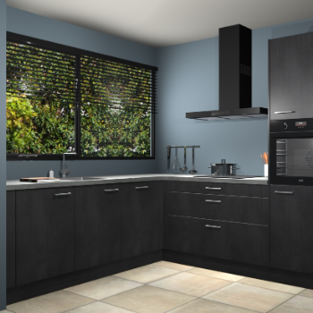 Beton zwarte keuken IJsland 31924