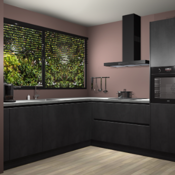 Beton zwarte greeploze keuken IJsland 31928