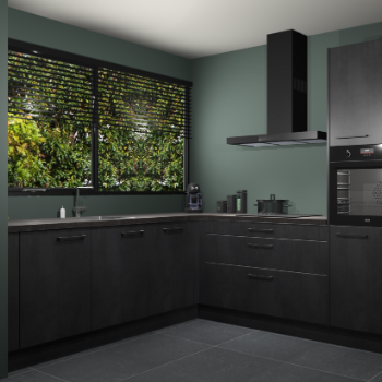 Beton zwarte keuken IJsland 31932