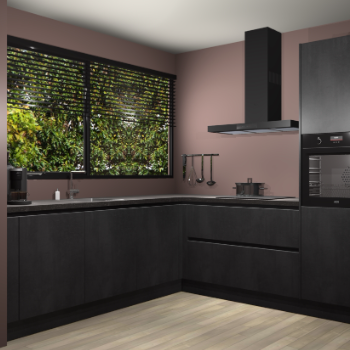 Beton zwarte greeploze keuken IJsland 31934