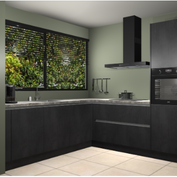 Beton zwarte greeploze keuken IJsland 31937