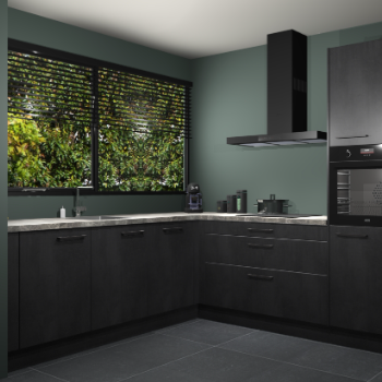 Beton zwarte keuken IJsland 31938