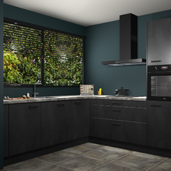 Beton zwarte keuken IJsland 31939