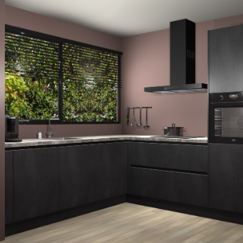 Beton zwarte greeploze keuken IJsland 31940