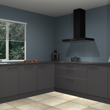 Onyxgrijze keuken Letland 32043