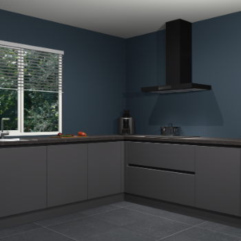 Onyxgrijze greeploze keuken Letland 32045