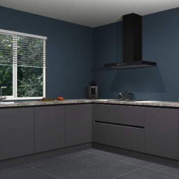 Onyxgrijze greeploze keuken Letland 32051