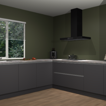 Onyxgrijze greeploze keuken Letland 32054