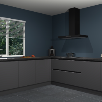 Onyxgrijze greeploze keuken Letland 32063