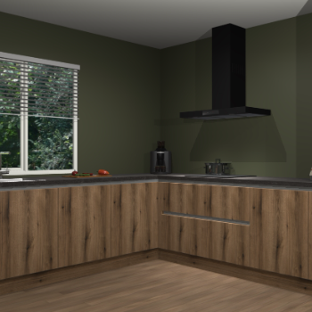 Gouden eiken greeploze keuken Letland 32354