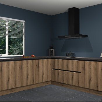 Gouden eiken greeploze keuken Letland 32357