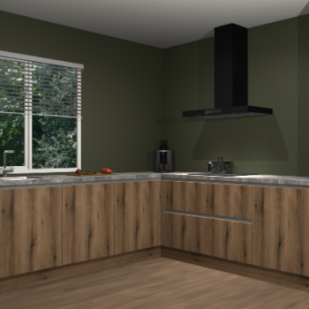 Gouden eiken greeploze keuken Letland 32360