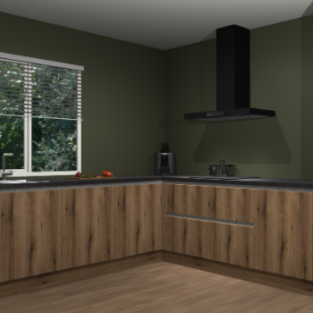 Gouden eiken greeploze keuken Letland 32372