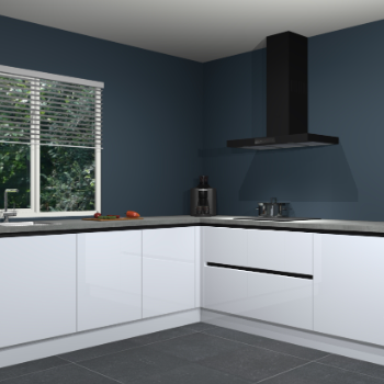 Sneeuwwitte hoogglans greeploze keuken Letland 32428