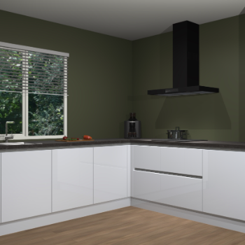 Sneeuwwitte hoogglans greeploze keuken Letland 32431