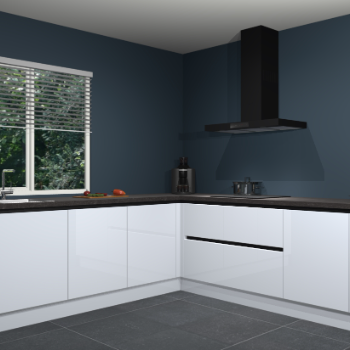 Sneeuwwitte hoogglans greeploze keuken Letland 32434