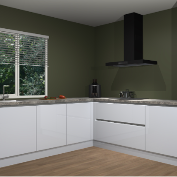 Sneeuwwitte hoogglans greeploze keuken Letland 32437