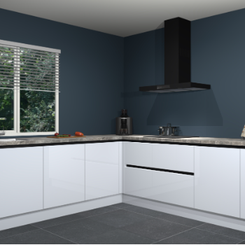 Sneeuwwitte hoogglans greeploze keuken Letland 32440