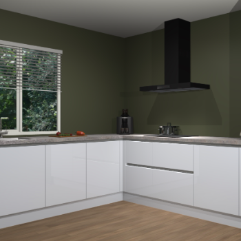 Sneeuwwitte hoogglans greeploze keuken Letland 32443