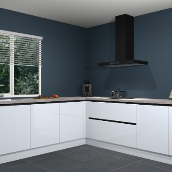 Sneeuwwitte hoogglans greeploze keuken Letland 32446