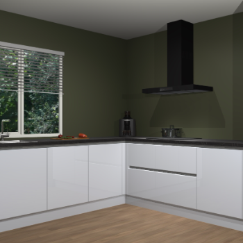 Sneeuwwitte hoogglans greeploze keuken Letland 32449