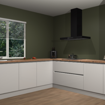 Zijdegrijze hoogglans greeploze keuken Letland 32493