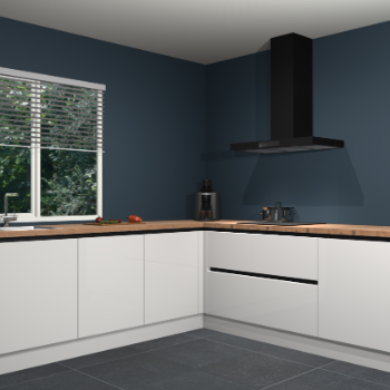 Zijdegrijze hoogglans greeploze keuken Letland 32496