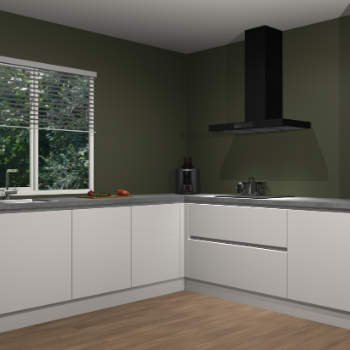 Zijdegrijze hoogglans greeploze keuken Letland 32499