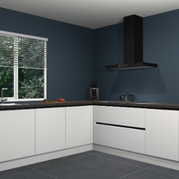 Zijdegrijze hoogglans greeploze keuken Letland 32508