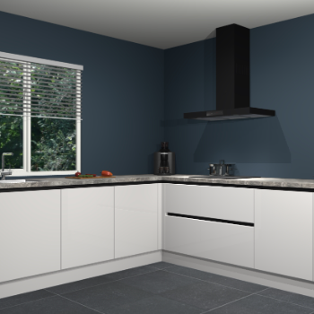 Zijdegrijze hoogglans greeploze keuken Letland 32514