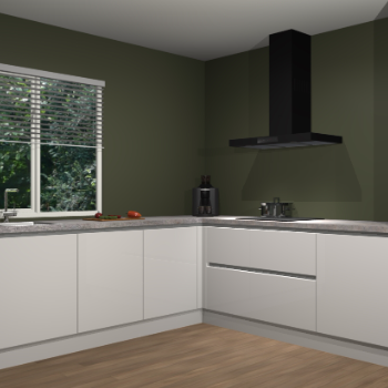 Zijdegrijze hoogglans greeploze keuken Letland 32517